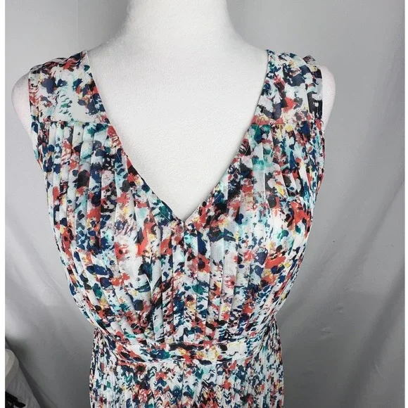 Anthropologie Plenty by Tracy Reese Dress 4 Morgan Multi Speckle Pleated Hi Low - Picture 3 of 11